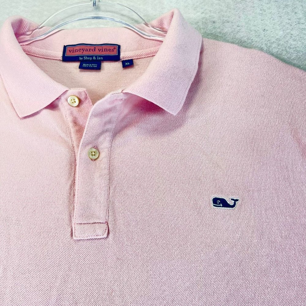 VINEYARD VINES Mens XL Pink Logo Short Sleeve Golf Polo Collared Shirt